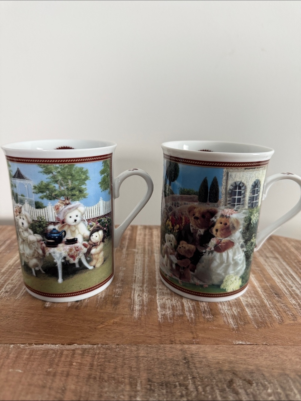 Boyds Bear Collectors The Danbury Mint Teddy Bear Tea & Weddin' Day Mug Lot of 2